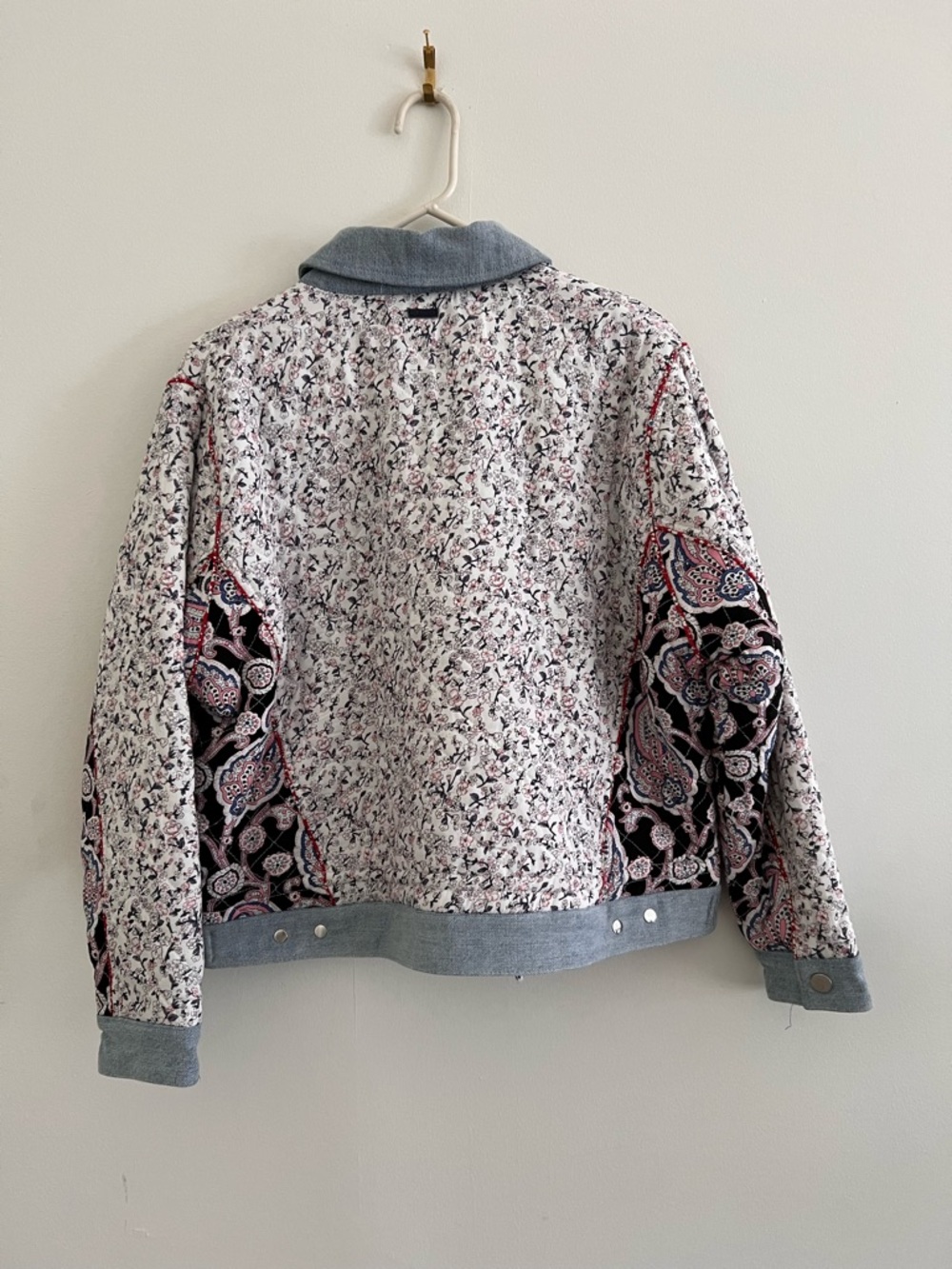 Blank NYC Patchwork Quilted Jacket | Floral & Paisley Cropped Jacket M/L - Picture 3 of 4